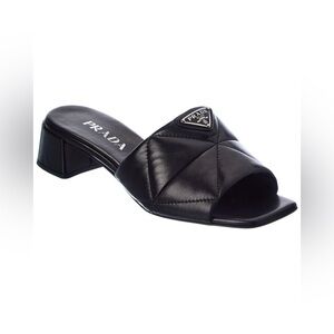 Prada Diagram Slide Sandal BLACK, Size 5US / 35EU